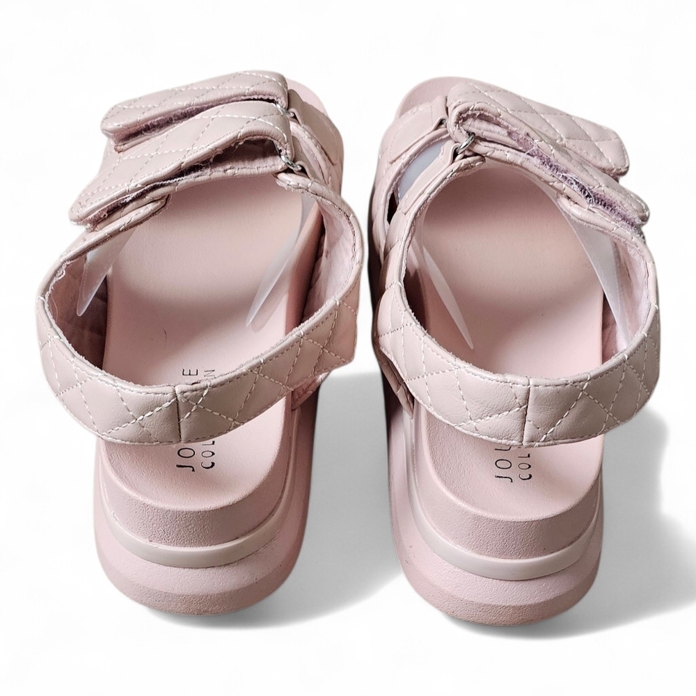 Journee Collection Women’s Blush Pink Quilted Platform Sandals Size 10 - Picture 6 of 9